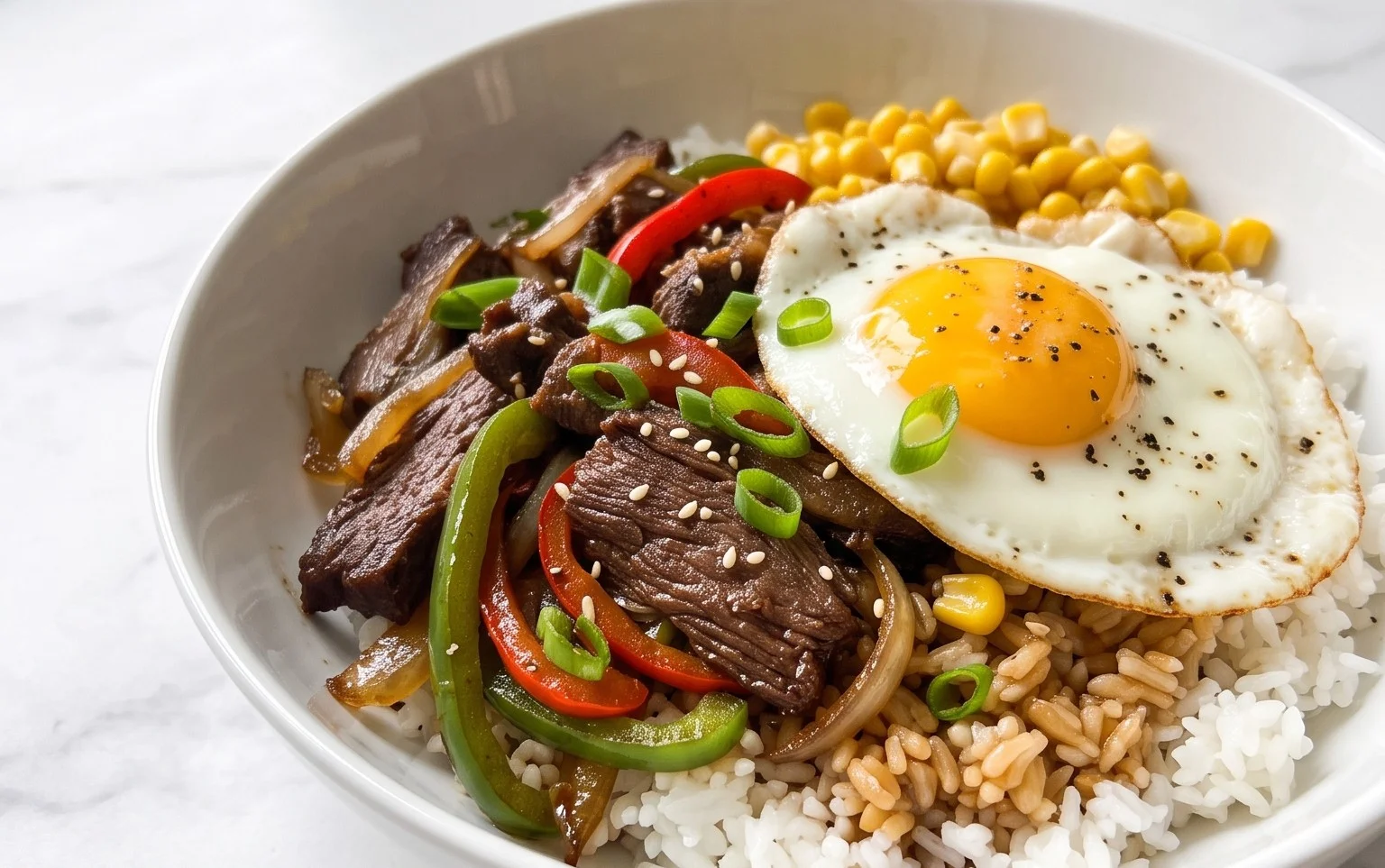Beef Pepper Rice Bowl is a delicious meal option.