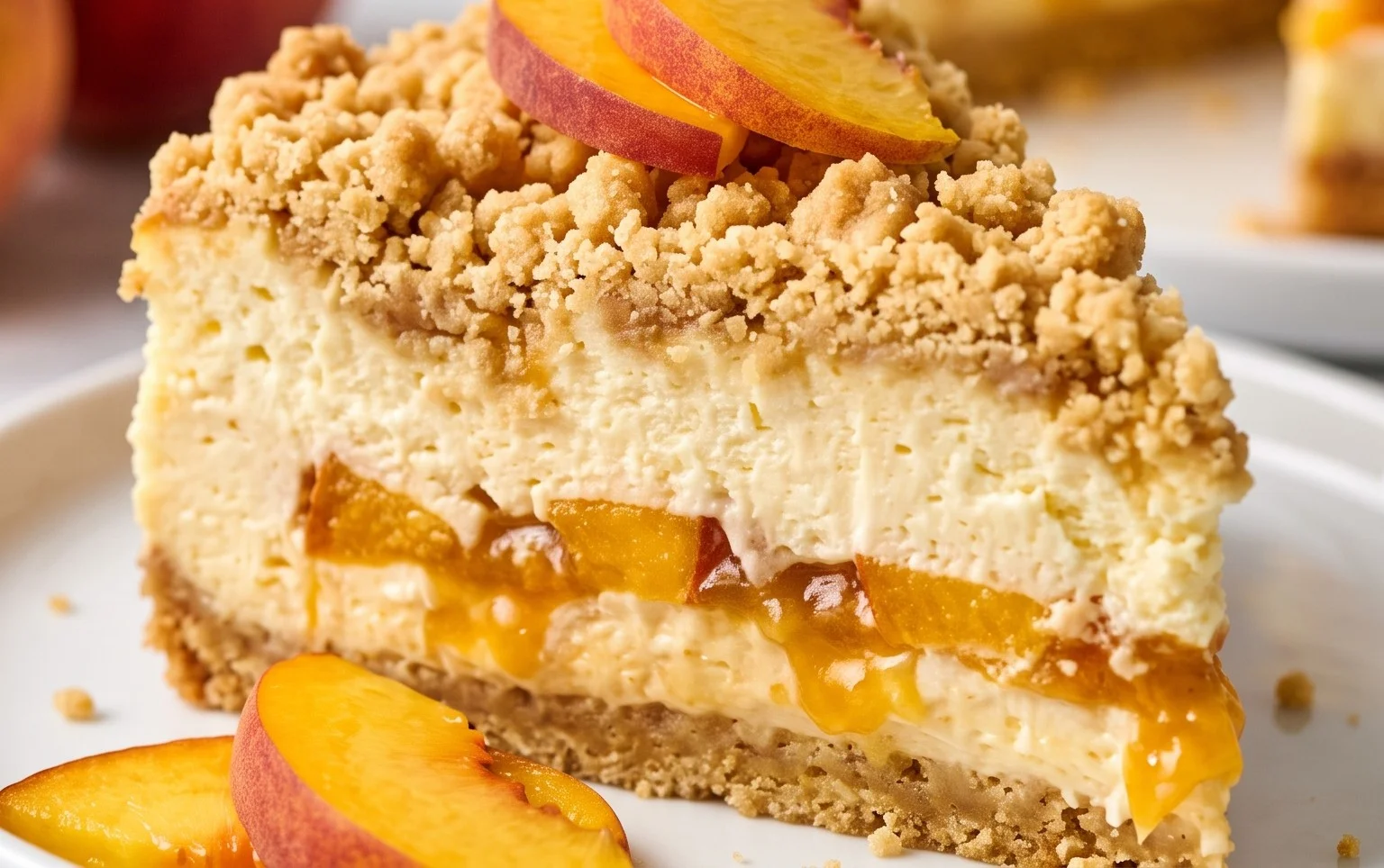 Peach Cream Cheese Cake with Streusel Topping