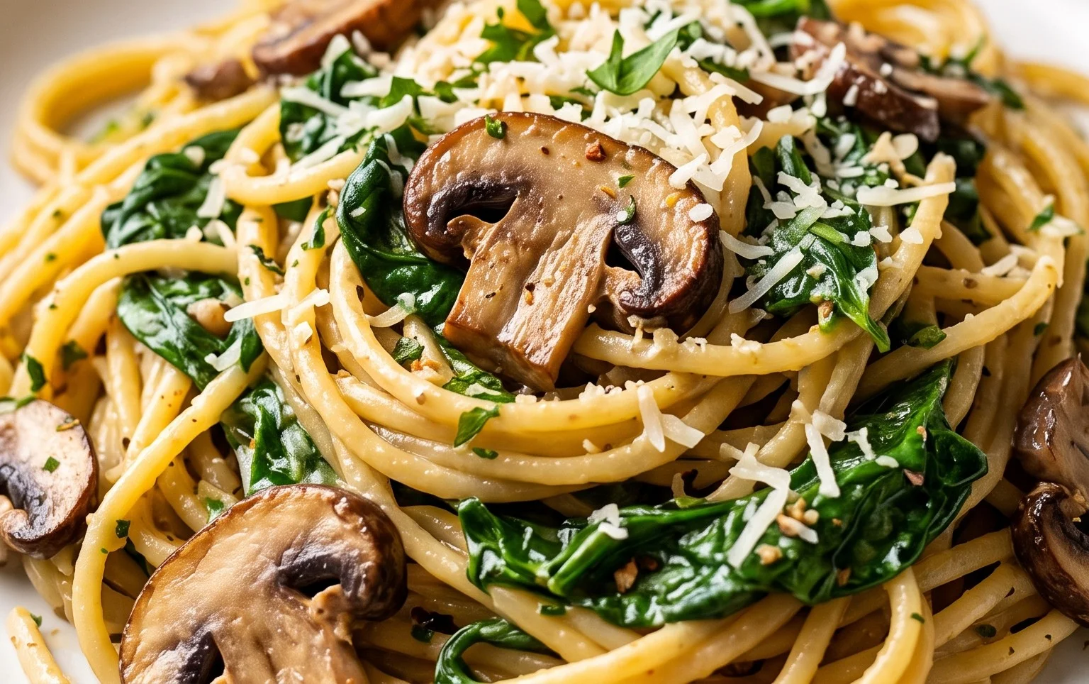 Parmesan Spinach Mushroom Pasta Skillet