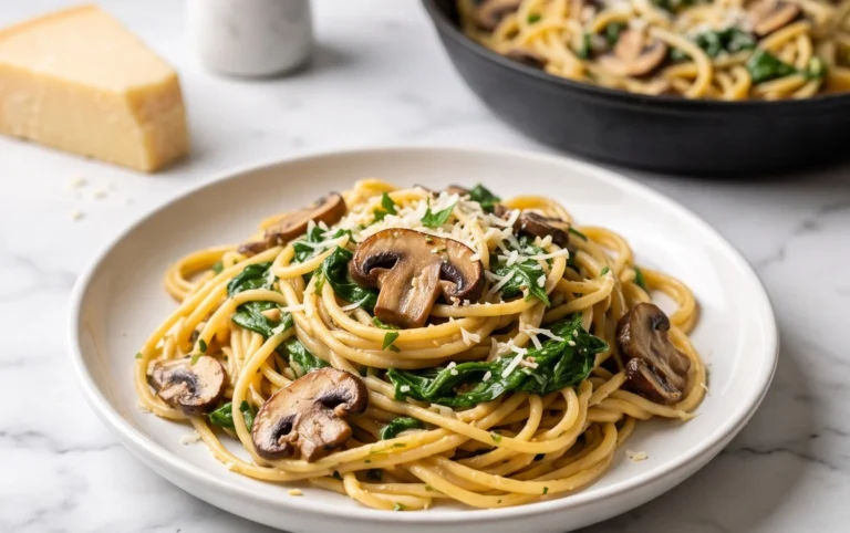 Parmesan Spinach Mushroom Pasta Skillet