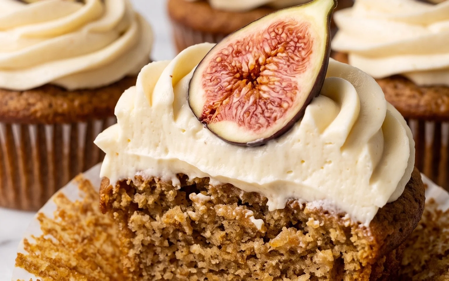 Fig Cupcakes with Honey Cream Cheese Frosting