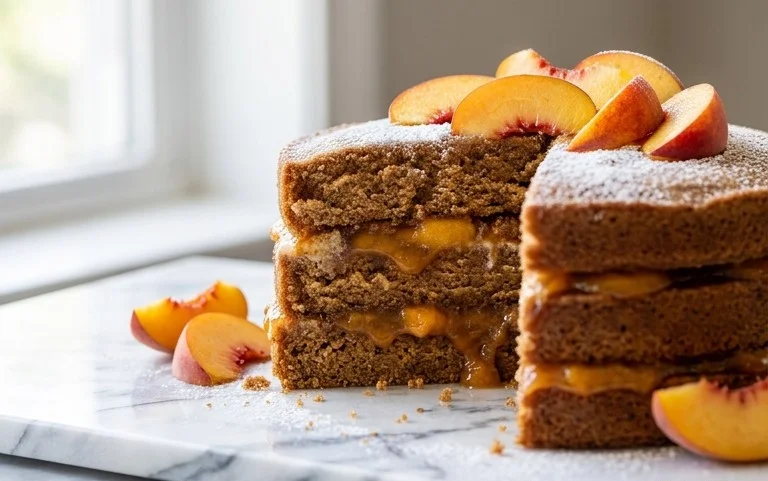 Brown Sugar Layer Cake with Peach Filling