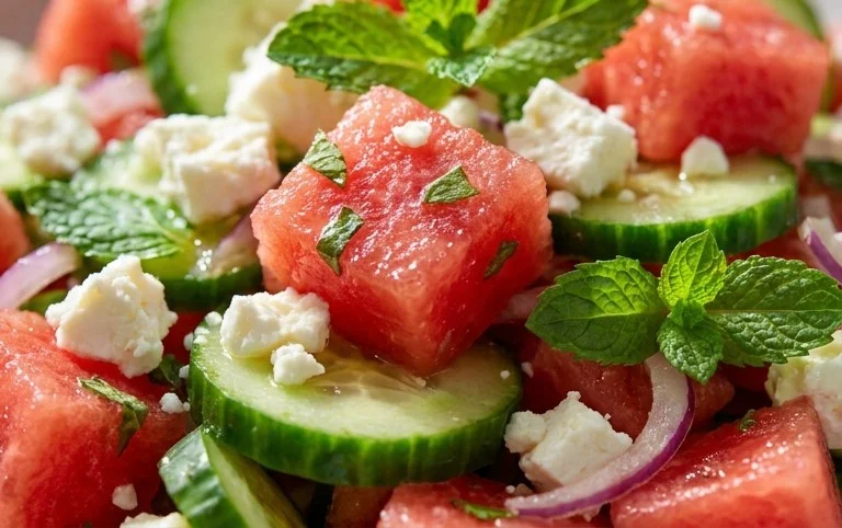 Watermelon Salad with Cucumber and Feta