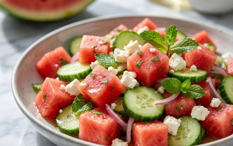 Watermelon Salad with Cucumber and Feta