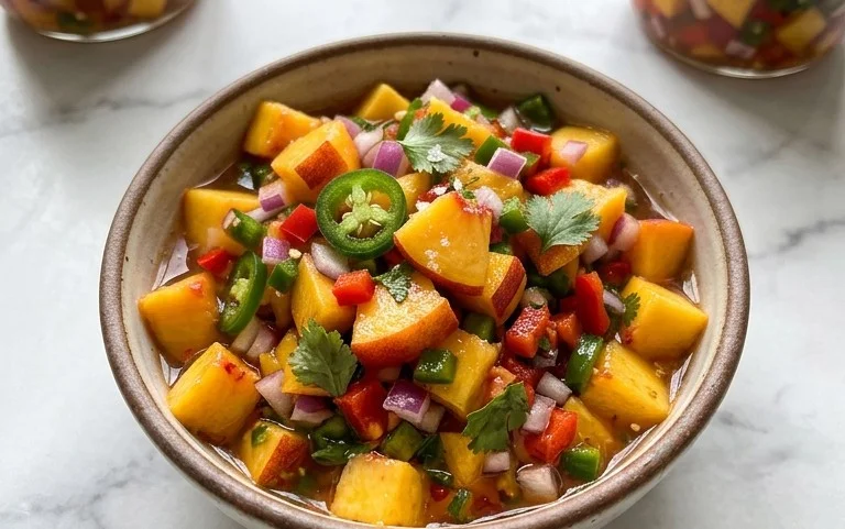 Sweet & Spicy Peach Salsa Canning Recipe