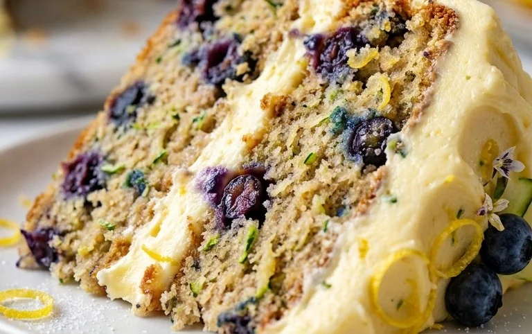 Blueberry Zucchini Cake with Lemon Buttercream