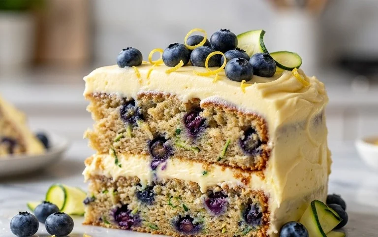 Blueberry Zucchini Cake with Lemon Buttercream