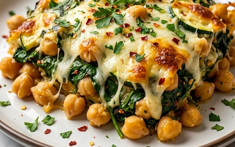 Spinach Zucchini Chickpea Bake