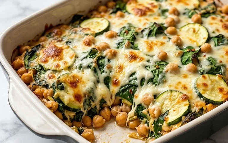 Spinach Zucchini Chickpea Bake